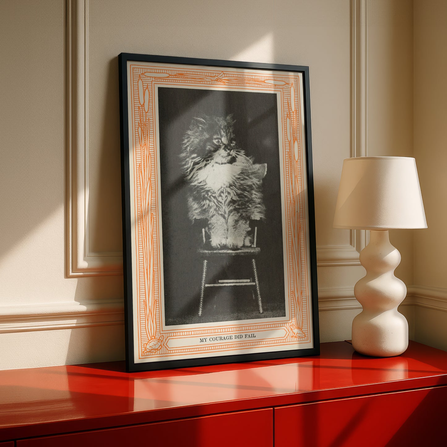 Funny Victorian Cat Art Print | 'My Courage Did Fail' | Vintage Cat Meme Wall Art | Cat Lover Gift