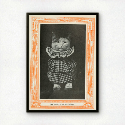 Funny Victorian Cat Art Print | 'My Pussy's in the Well' | Vintage Cat Meme Wall Art | Cat Lover Gift