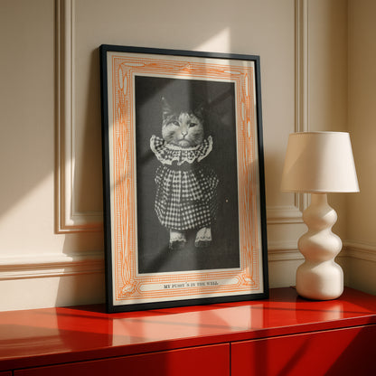Funny Victorian Cat Art Print | 'My Pussy's in the Well' | Vintage Cat Meme Wall Art | Cat Lover Gift