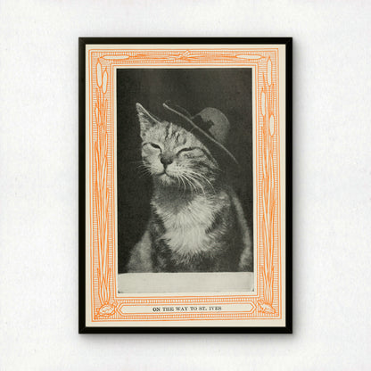 Funny Victorian Cat Art Print | 'On the Way to St. Ives' | Vintage Cat Meme Wall Art | Cat Lover Gift