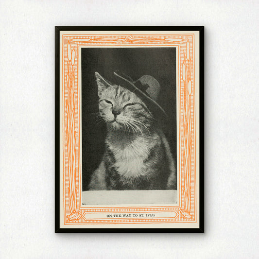 Funny Victorian Cat Art Print | 'On the Way to St. Ives' | Vintage Cat Meme Wall Art | Cat Lover Gift