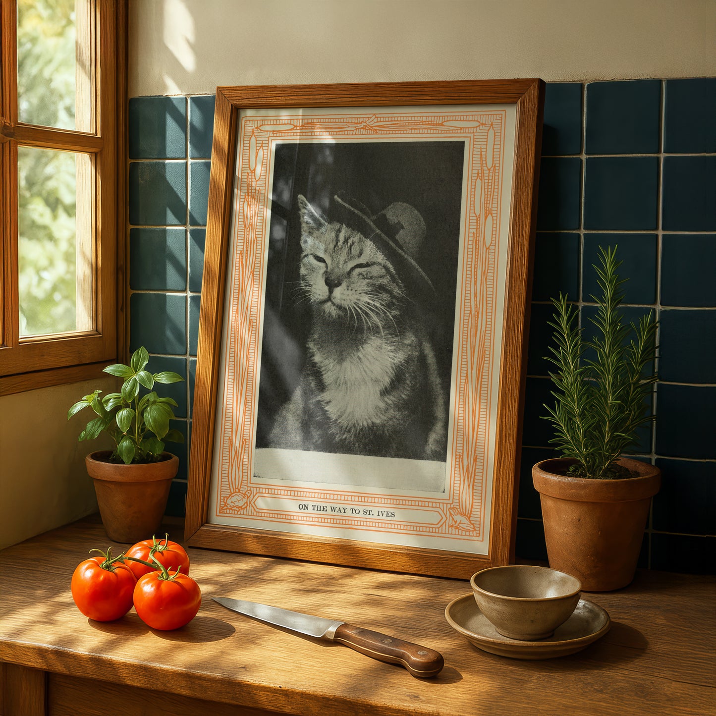 Funny Victorian Cat Art Print | 'On the Way to St. Ives' | Vintage Cat Meme Wall Art | Cat Lover Gift