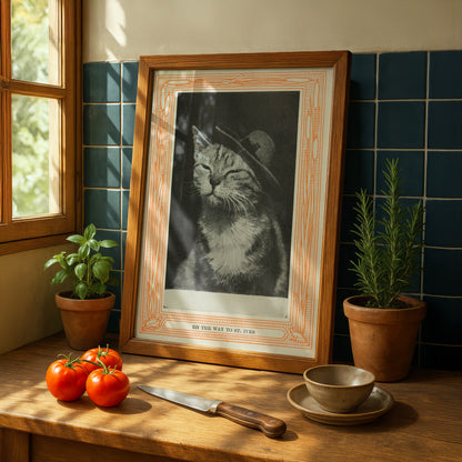 Funny Victorian Cat Art Print | 'On the Way to St. Ives' | Vintage Cat Meme Wall Art | Cat Lover Gift