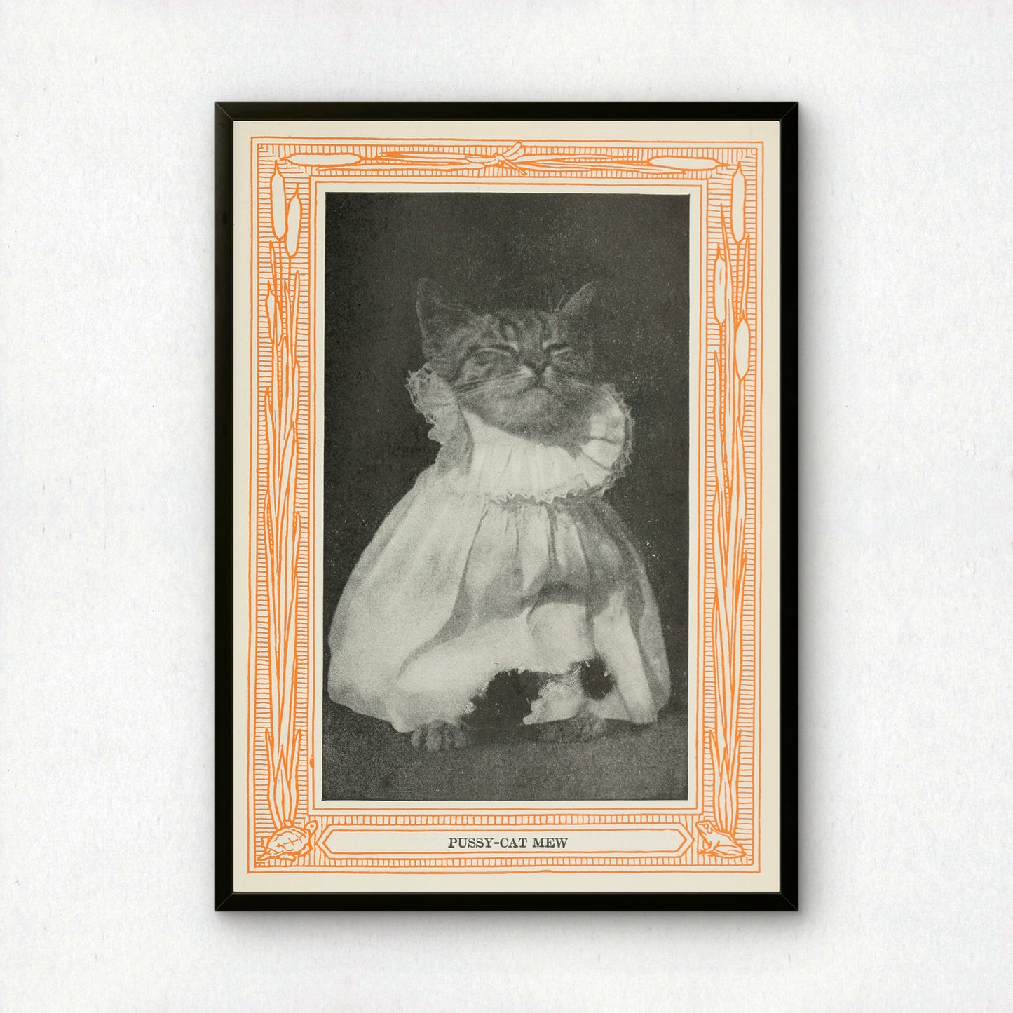 Funny Victorian Cat Art Print | 'Pussy-cat Mew' | Vintage Cat Meme Wall Art | Cat Lover Gift