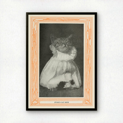Funny Victorian Cat Art Print | 'Pussy-cat Mew' | Vintage Cat Meme Wall Art | Cat Lover Gift