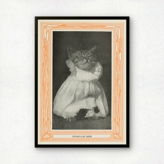 Funny Victorian Cat Art Print | 'Pussy-cat Mew' | Vintage Cat Meme Wall Art | Cat Lover Gift