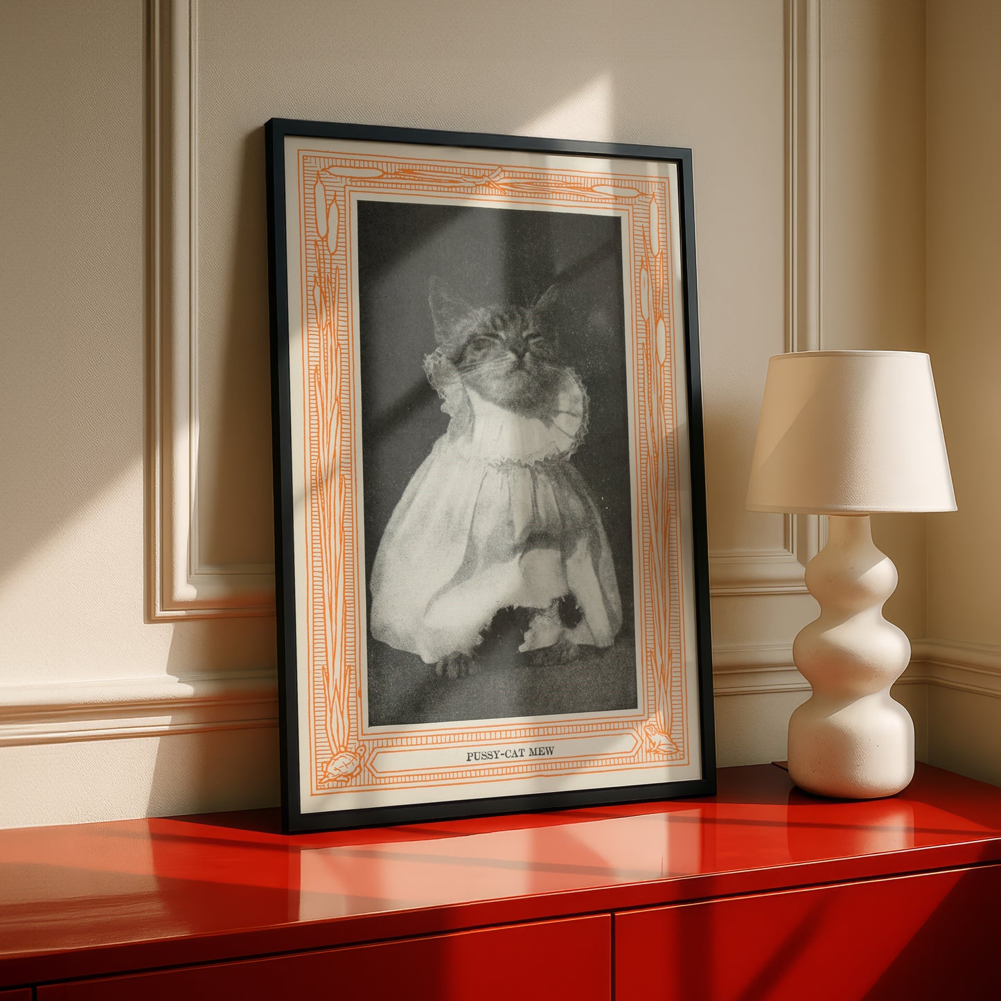 Funny Victorian Cat Art Print | 'Pussy-cat Mew' | Vintage Cat Meme Wall Art | Cat Lover Gift