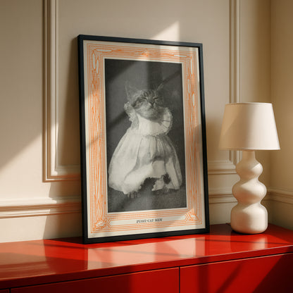 Funny Victorian Cat Art Print | 'Pussy-cat Mew' | Vintage Cat Meme Wall Art | Cat Lover Gift