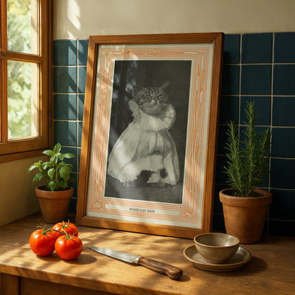 Funny Victorian Cat Art Print | 'Pussy-cat Mew' | Vintage Cat Meme Wall Art | Cat Lover Gift