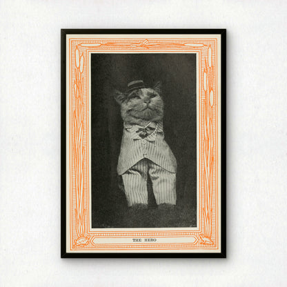 Funny Victorian Cat Art Print | 'The Hero' | Vintage Cat Meme Wall Art | Cat Lover Gift