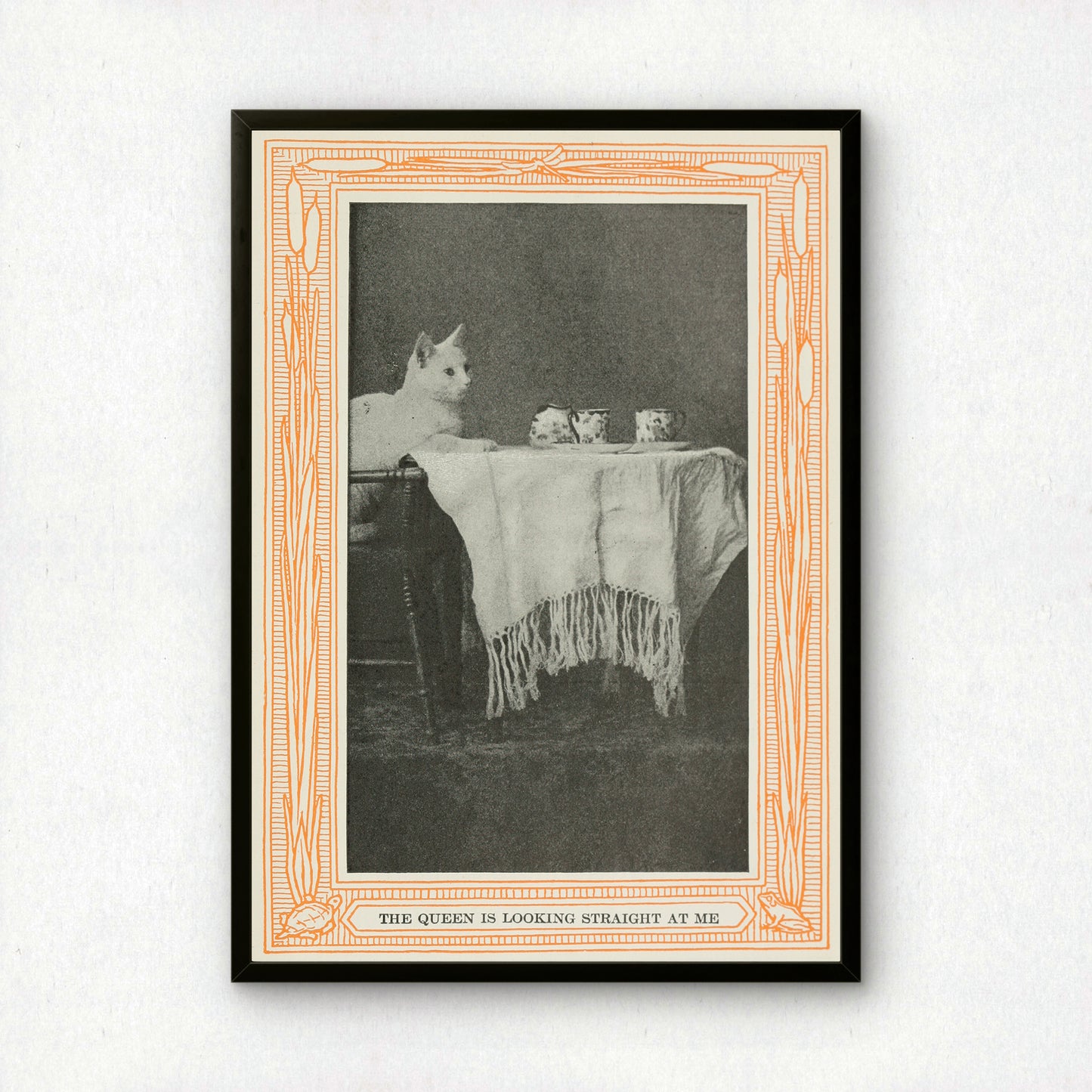 Funny Victorian Cat Art Print | 'The Queen is Looking Straight at Me' | Vintage Cat Meme Wall Art | Cat Lover Gift