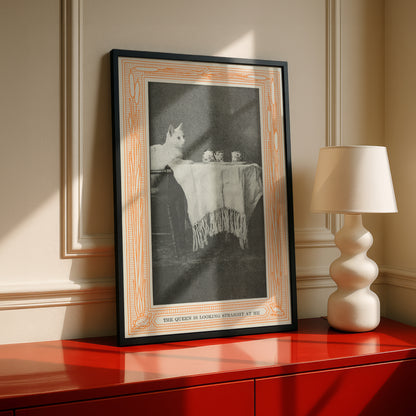 Funny Victorian Cat Art Print | 'The Queen is Looking Straight at Me' | Vintage Cat Meme Wall Art | Cat Lover Gift