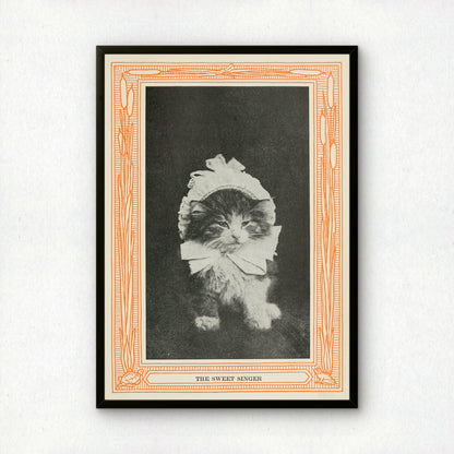 Funny Victorian Cat Art Print | 'The Sweet Singer' | Vintage Cat Meme Wall Art | Cat Lover Gift