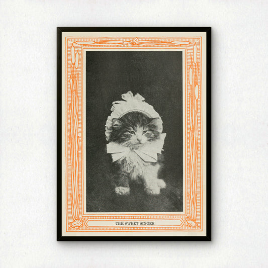Funny Victorian Cat Art Print | 'The Sweet Singer' | Vintage Cat Meme Wall Art | Cat Lover Gift