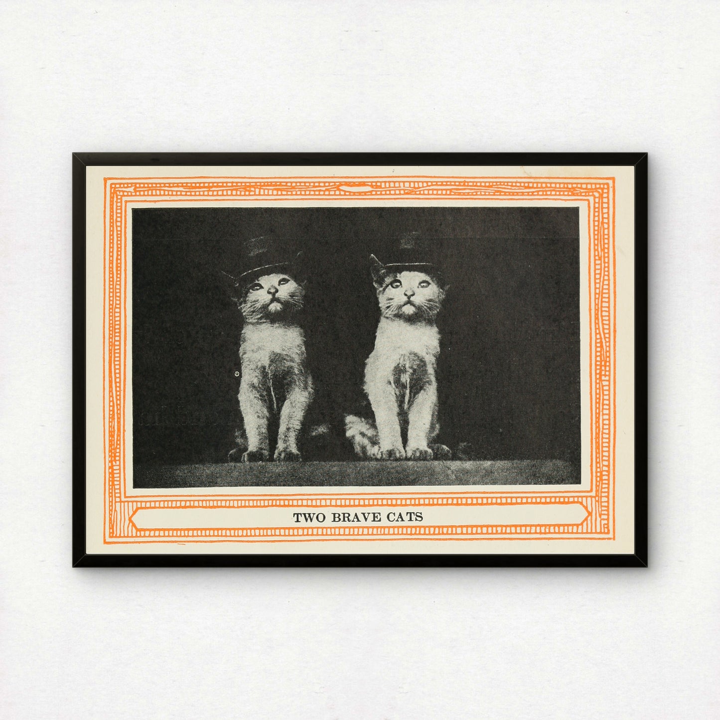Funny Victorian Cat Art Print | 'Two Brave Cats' | Vintage Cat Meme Wall Art | Cat Lover Gift