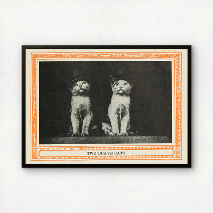 Funny Victorian Cat Art Print | 'Two Brave Cats' | Vintage Cat Meme Wall Art | Cat Lover Gift