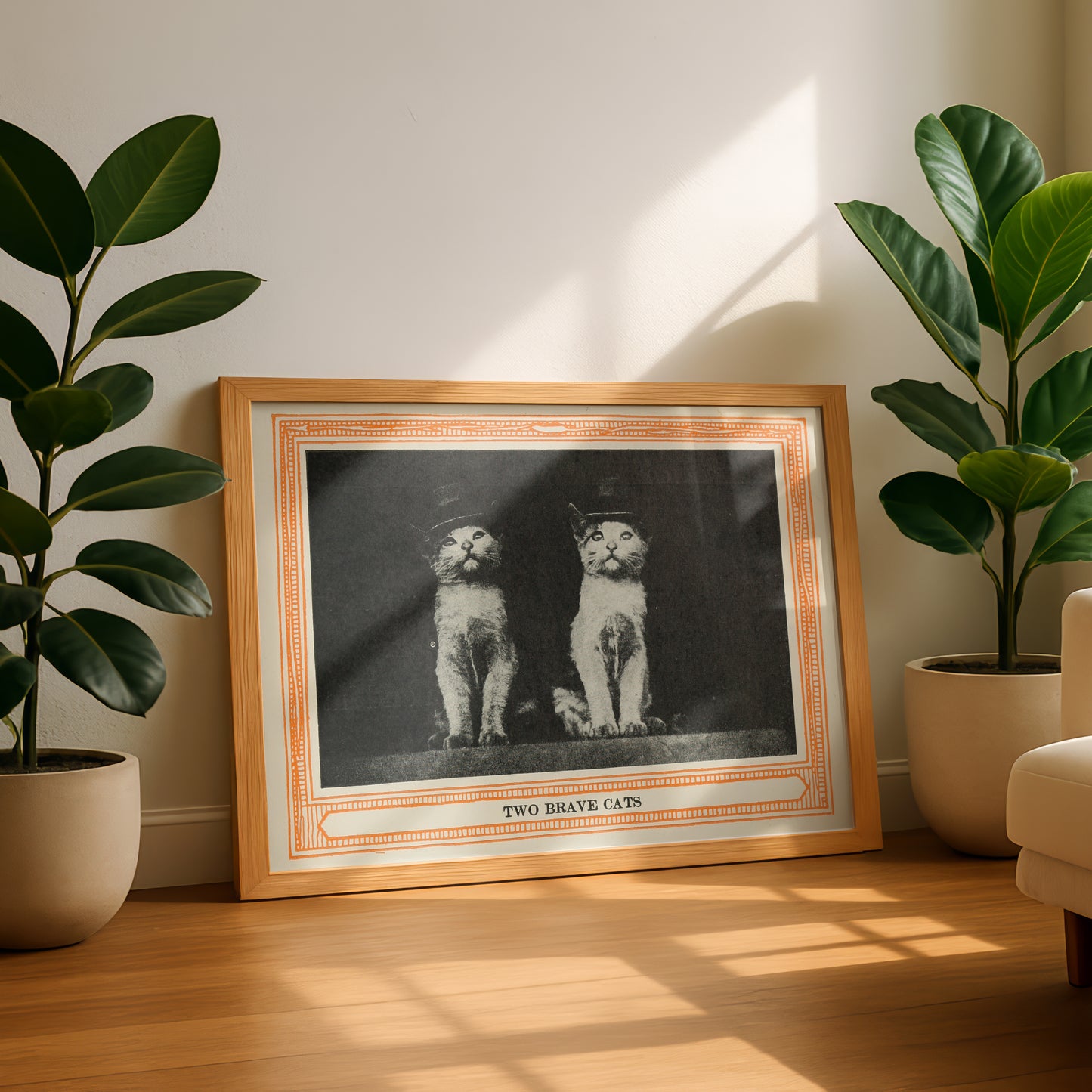 Funny Victorian Cat Art Print | 'Two Brave Cats' | Vintage Cat Meme Wall Art | Cat Lover Gift