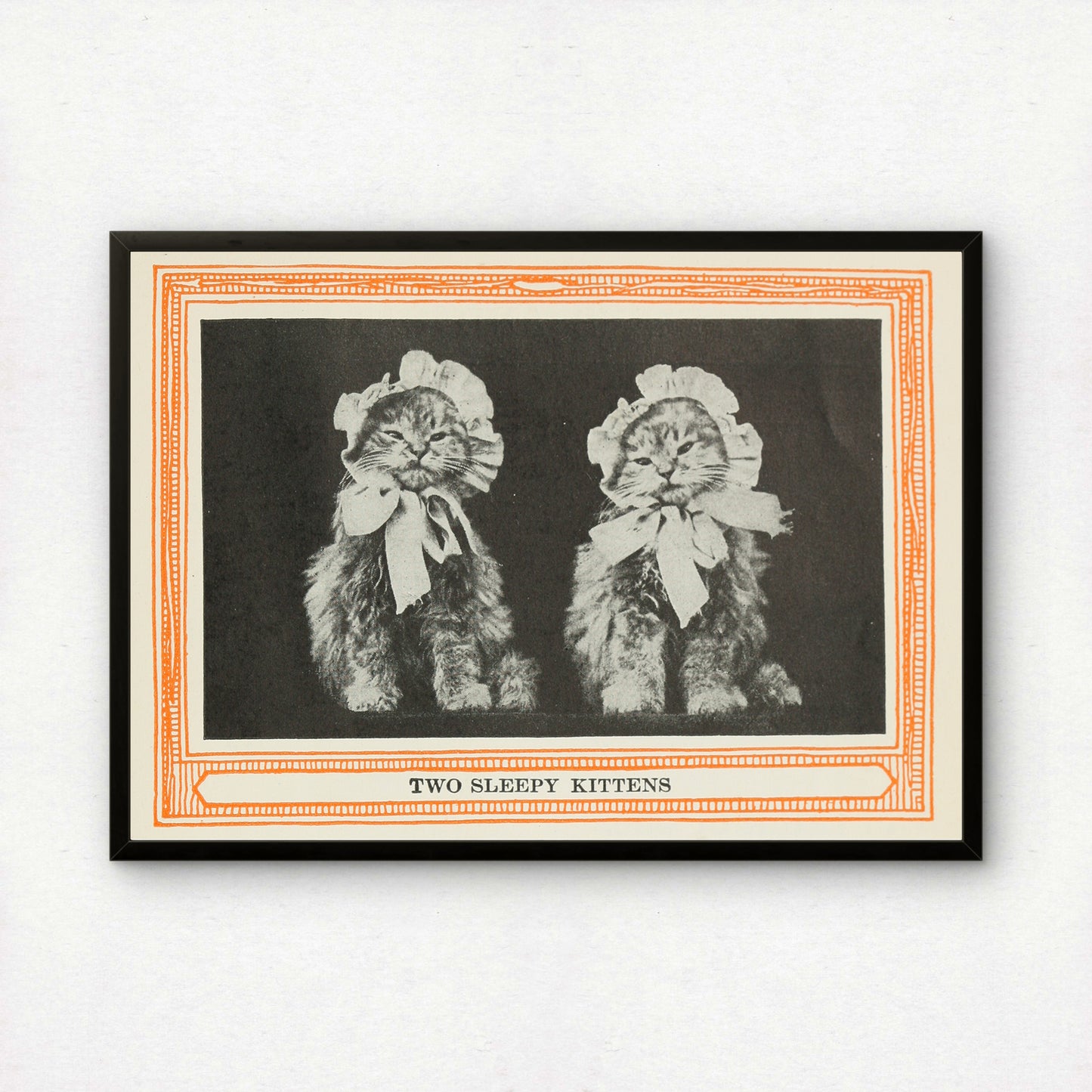Funny Victorian Cat Art Print | 'Two Sleepy Kittens' | Vintage Cat Meme Wall Art | Cat Lover Gift