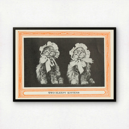 Funny Victorian Cat Art Print | 'Two Sleepy Kittens' | Vintage Cat Meme Wall Art | Cat Lover Gift