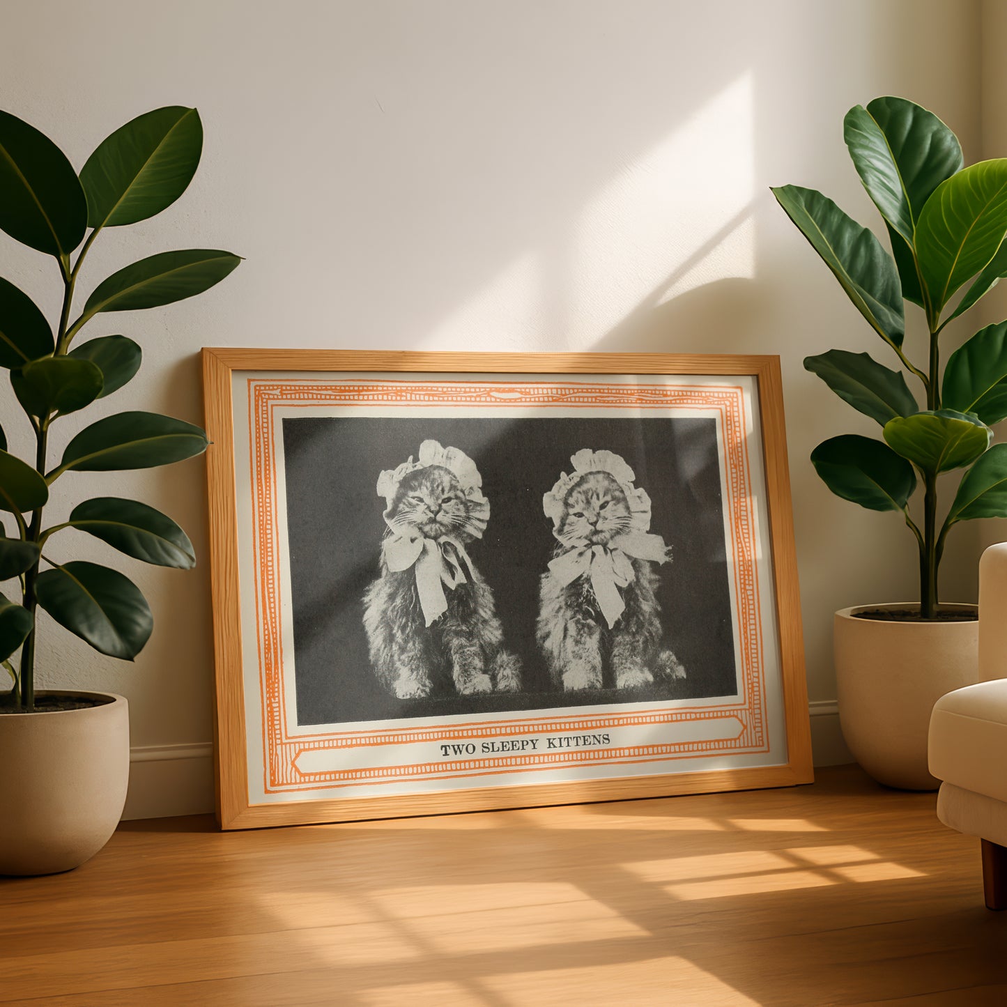 Funny Victorian Cat Art Print | 'Two Sleepy Kittens' | Vintage Cat Meme Wall Art | Cat Lover Gift