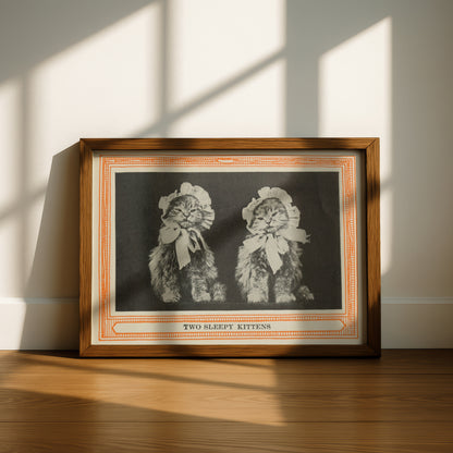 Funny Victorian Cat Art Print | 'Two Sleepy Kittens' | Vintage Cat Meme Wall Art | Cat Lover Gift