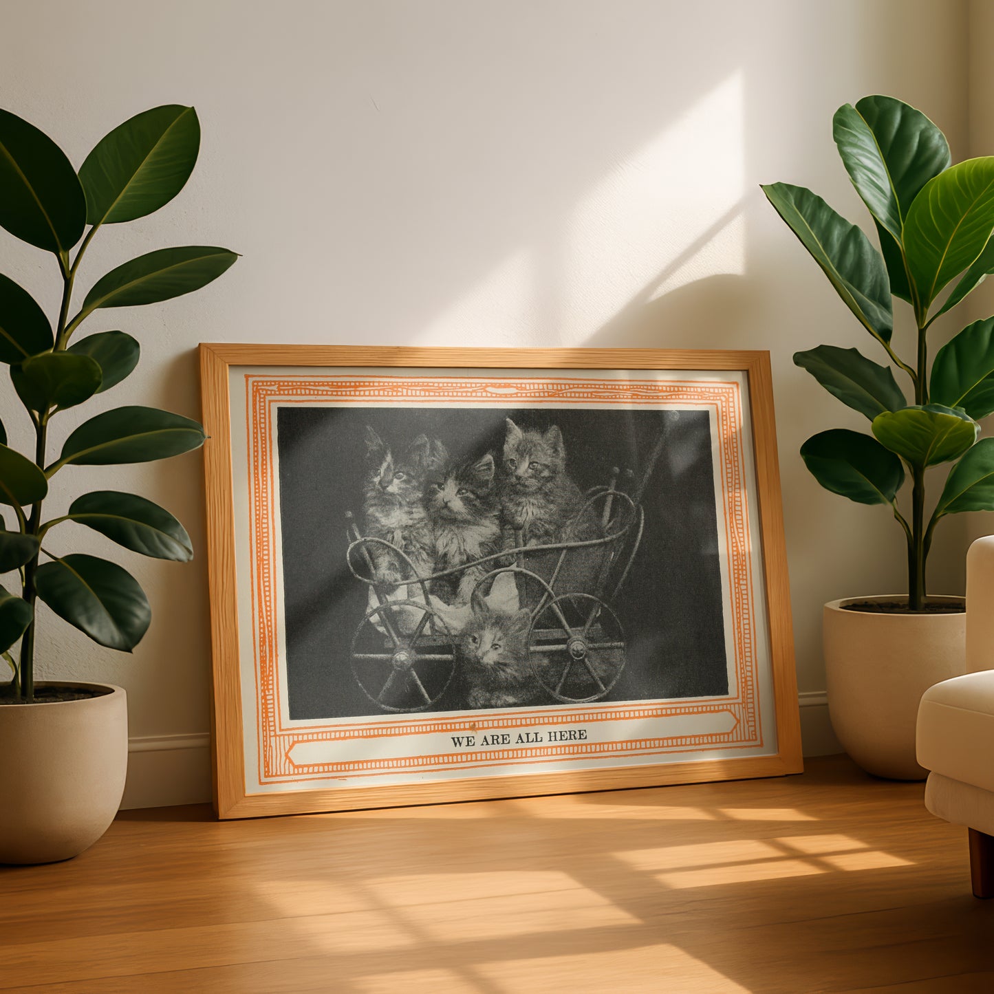 Funny Victorian Cat Art Print | 'We Are All Here' | Vintage Cat Meme Wall Art | Cat Lover Gift