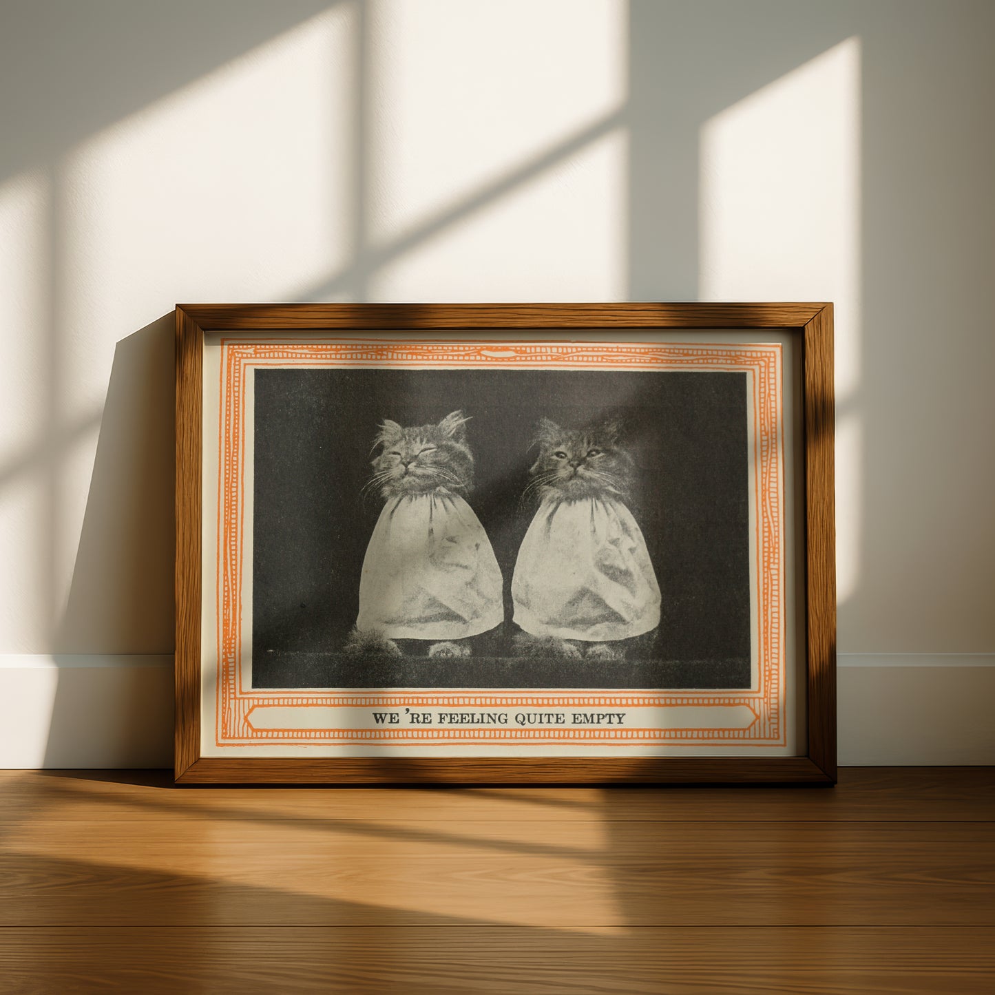 Funny Victorian Cat Art Print | 'We're Feeling Quite Empty' | Vintage Cat Meme Wall Art | Cat Lover Gift