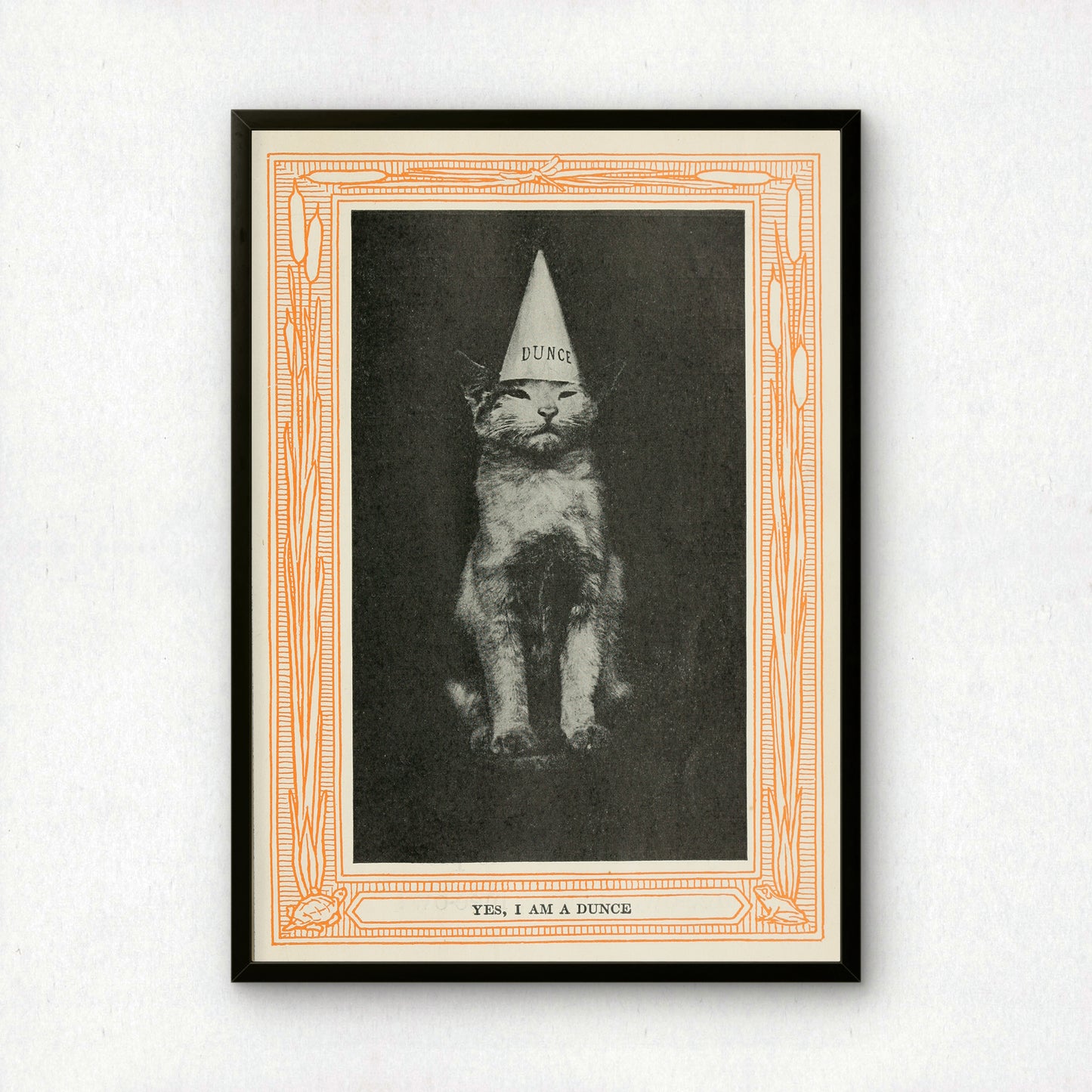 Funny Victorian Cat Art Print | 'Yes, I am a Dunce' | Vintage Cat Meme Wall Art | Cat Lover Gift