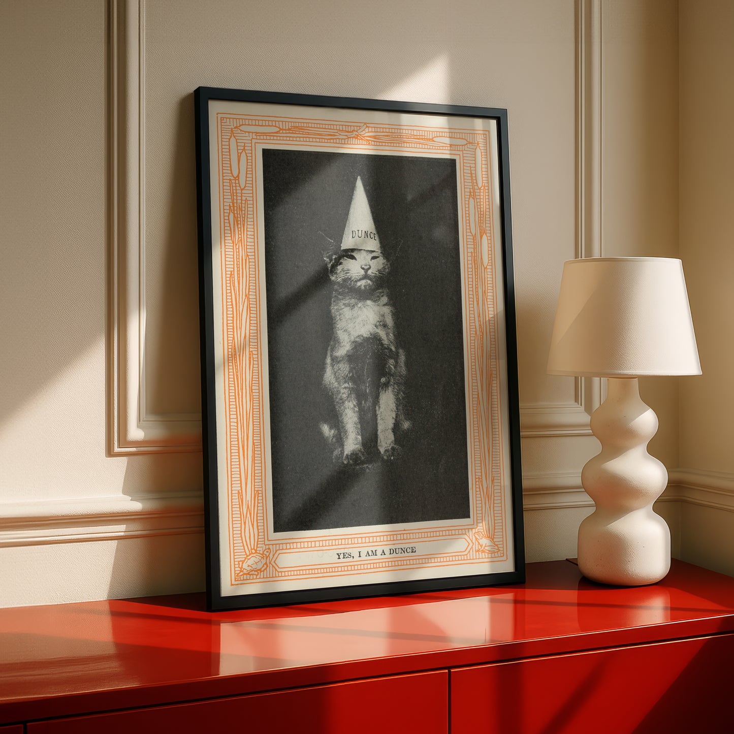 Funny Victorian Cat Art Print | 'Yes, I am a Dunce' | Vintage Cat Meme Wall Art | Cat Lover Gift