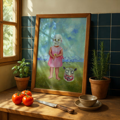 Girl with Death Mask by Frida Kahlo | Premium Art Print | Wall Art