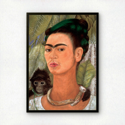 Self-Portrait with Monkey by Frida Kahlo | Premium Art Print | Wall Art