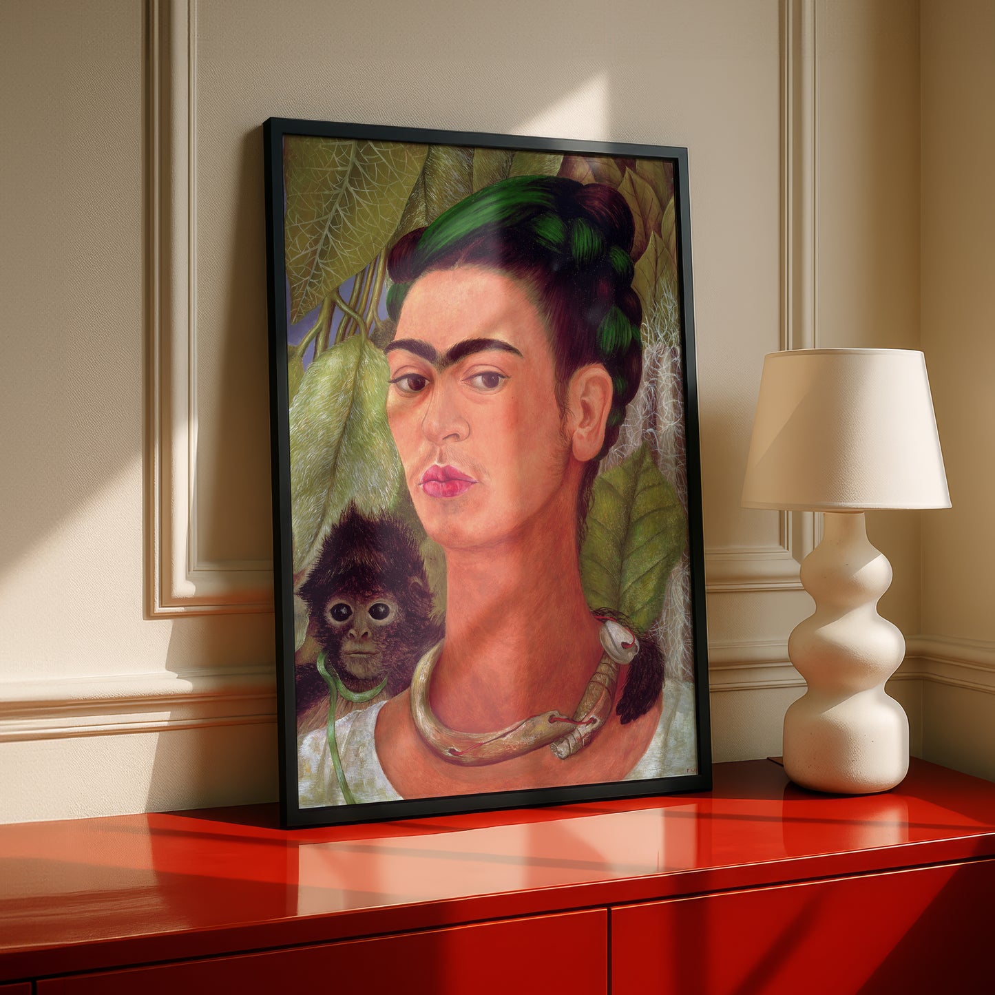 Self-Portrait with Monkey by Frida Kahlo | Premium Art Print | Wall Art