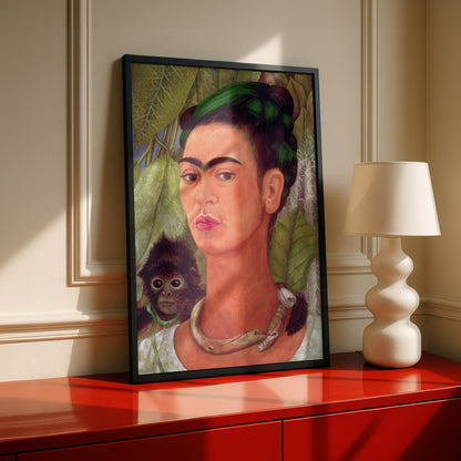 Self-Portrait with Monkey by Frida Kahlo | Premium Art Print | Wall Art