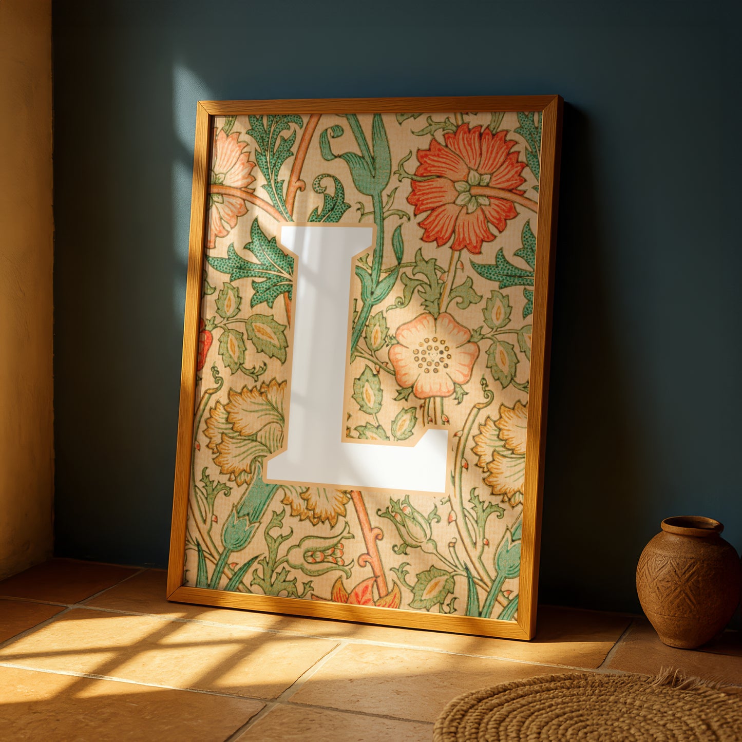 Initial Letter Print: Personalised Wall Art Monogram: William Morris Wallpaper Design