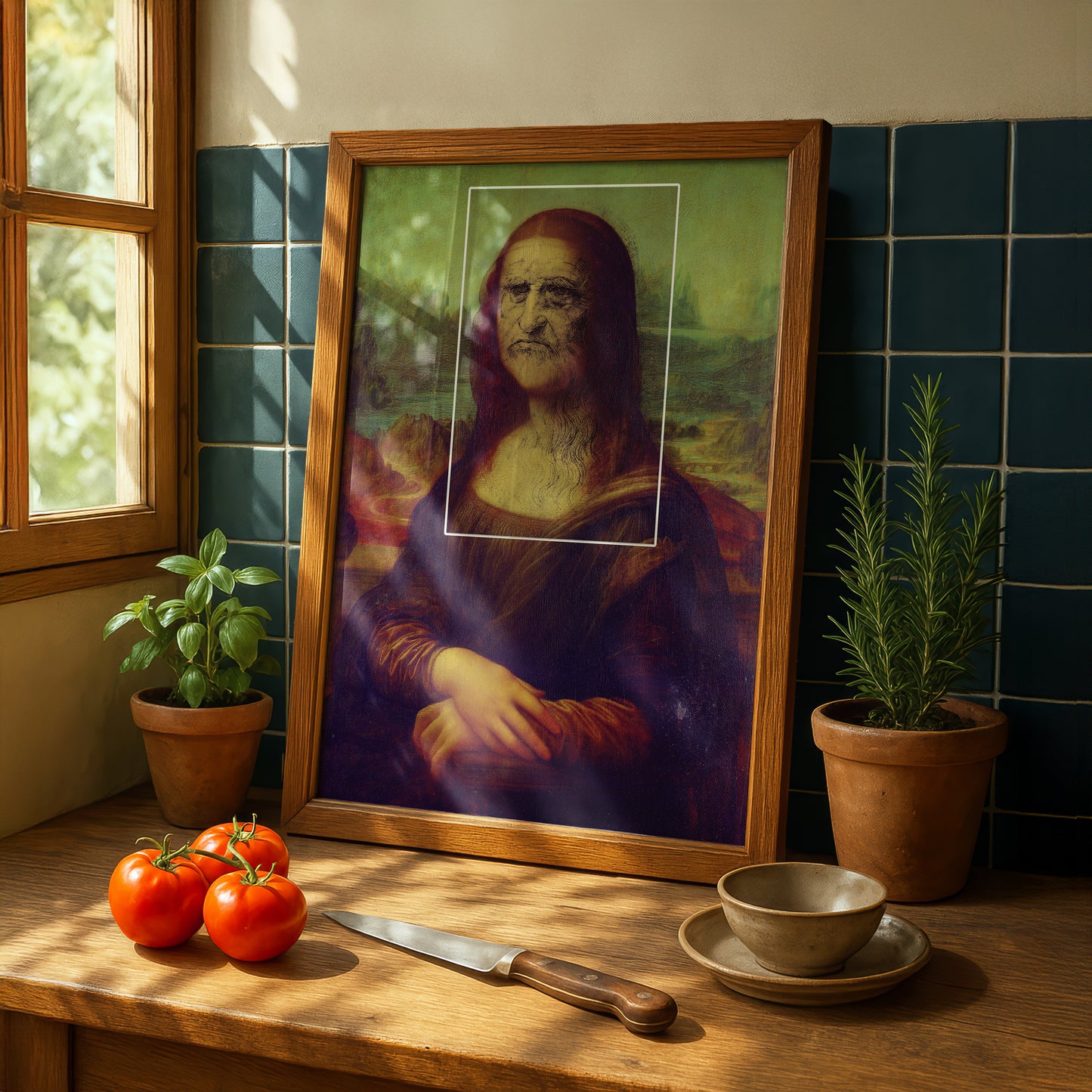 Mona Lisa Variations 017 | "Mona Lisa with Leonardo da Vinci Self Portrait Overlay" Art Print