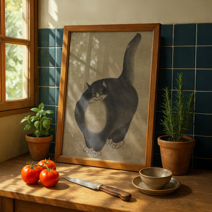 Fat Black Cat (Detail) | Min Zhen | Fine Art Cat Print | Cat Lover Gift | Wall Art