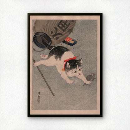 Cat and Mouse | Ohara Koson | Fine Art Cat Print | Cat Lover Gift | Wall Art