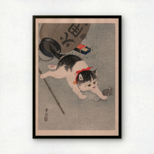 Cat and Mouse | Ohara Koson | Fine Art Cat Print | Cat Lover Gift | Wall Art