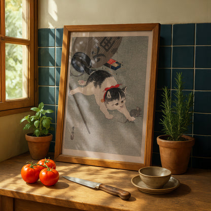Cat and Mouse | Ohara Koson | Fine Art Cat Print | Cat Lover Gift | Wall Art