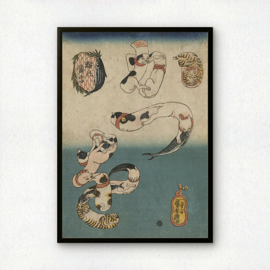 Cats Forming Characters – Octopus | Utagawa Kuniyoshi | Fine Art Cat Print | Cat Lover Gift | Wall Art