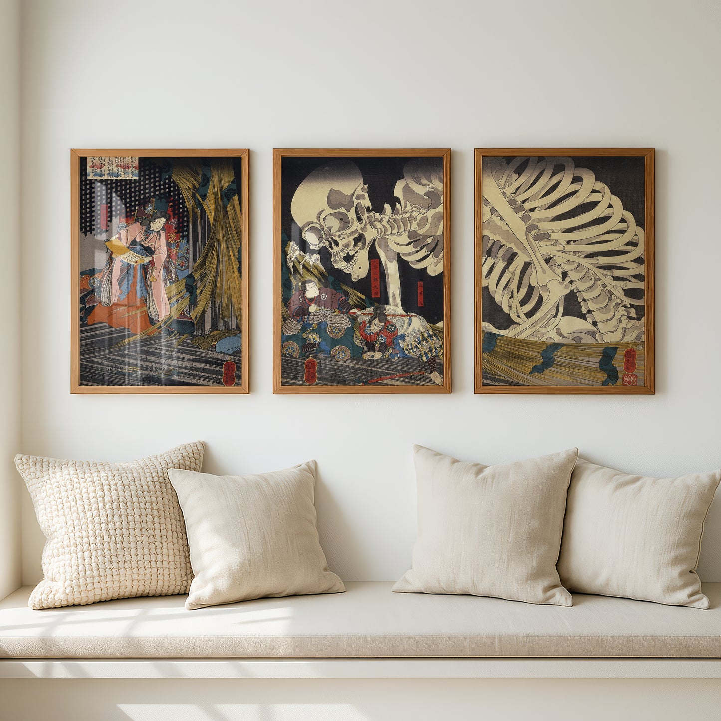 Utagawa Kuniyoshi Skeleton Spectre Japanese Woodblock Art Triptych (3 Prints) | Wall Art (Copy)