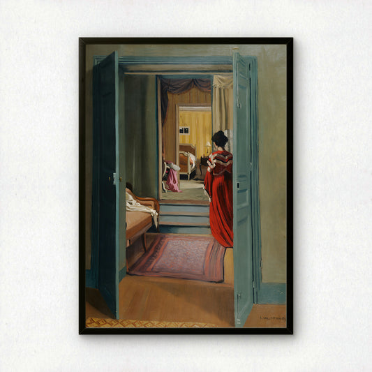 Félix Vallotton Art Print | Intérieur avec femme en rouge de dos | Premium Wall Art