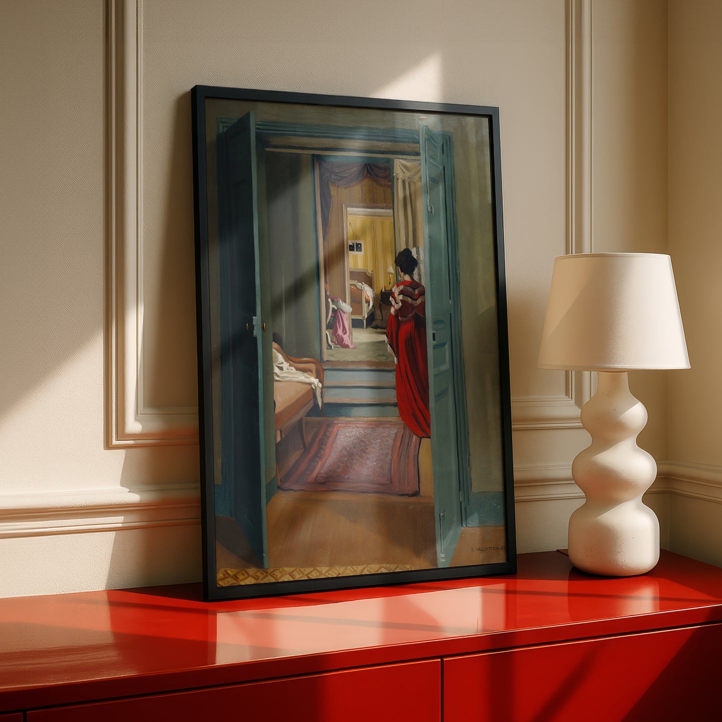 Félix Vallotton Art Print | Intérieur avec femme en rouge de dos | Premium Wall Art