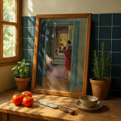 Félix Vallotton Art Print | Intérieur avec femme en rouge de dos | Premium Wall Art