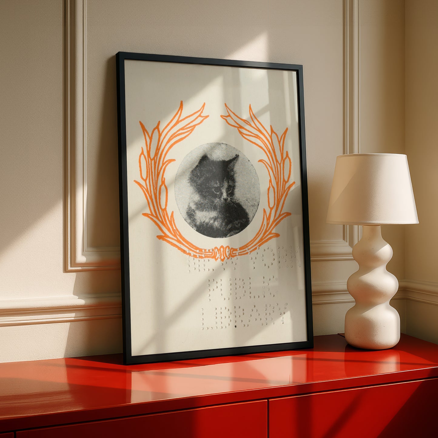 Cat Art Print with New York Public Library Stamp | Wall Art | Cat Lover Gift