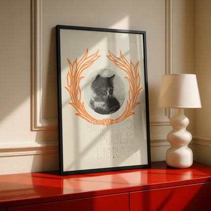 Cat Art Print with New York Public Library Stamp | Wall Art | Cat Lover Gift