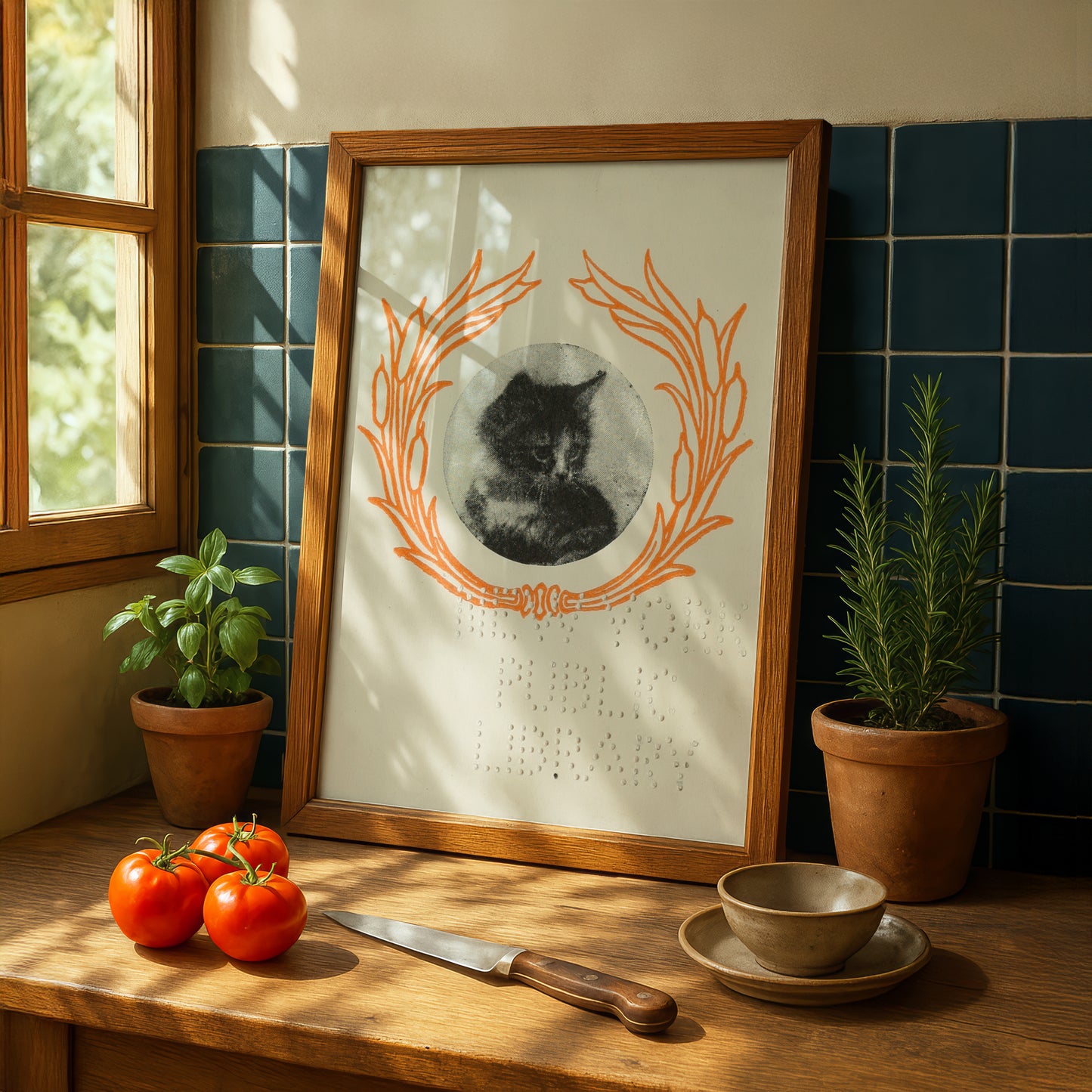 Cat Art Print with New York Public Library Stamp | Wall Art | Cat Lover Gift