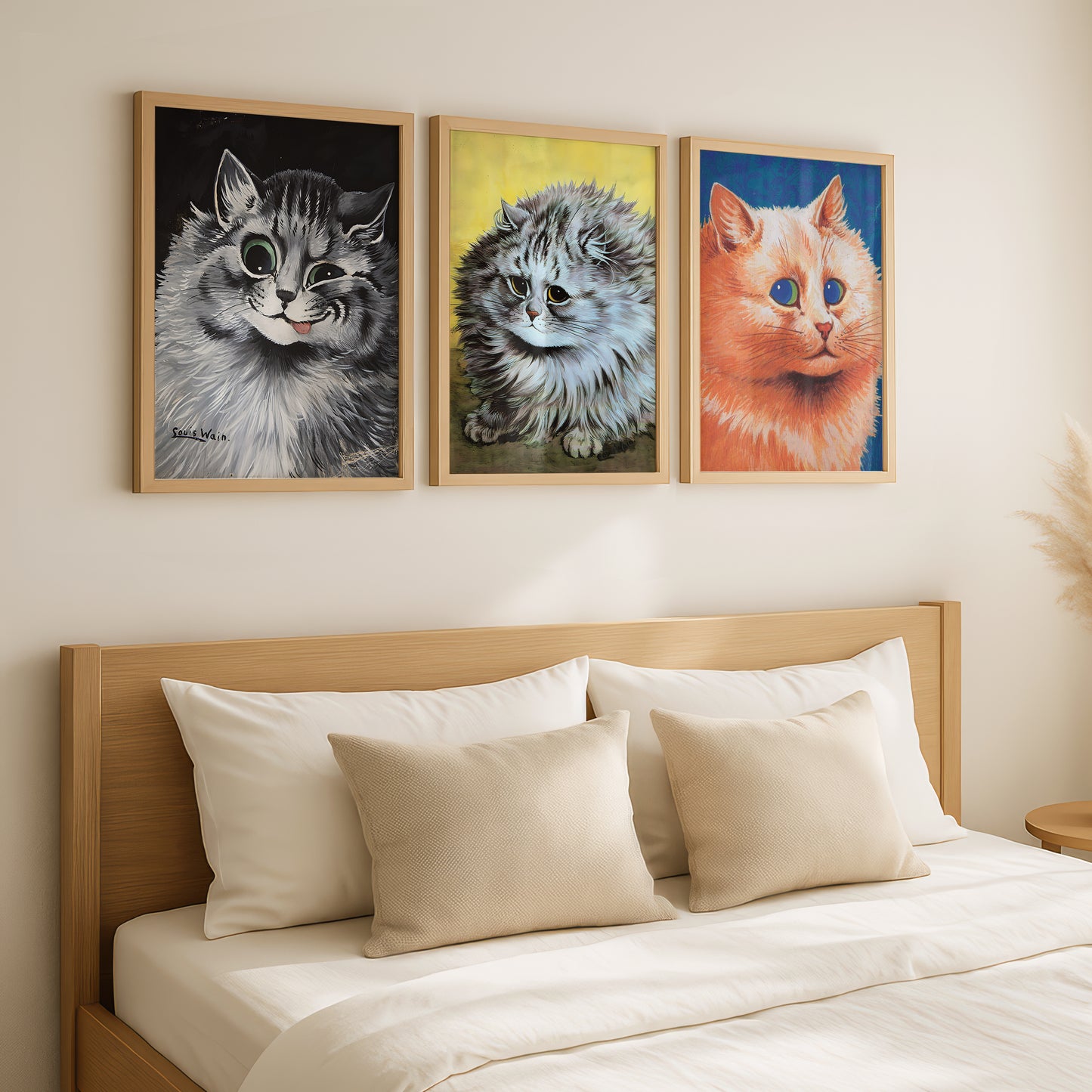 Louis Wain Cat Paintings Triptych (Set of 3 Art Prints) Vintage Cat Art | Cuties
