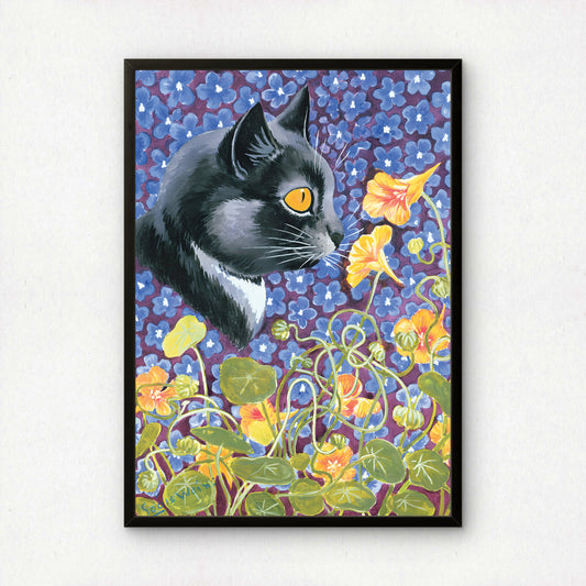 Louis Wain: A Cat in a Sea of Flowers | Giclée Fine Art Print | Cat Lovers Gift