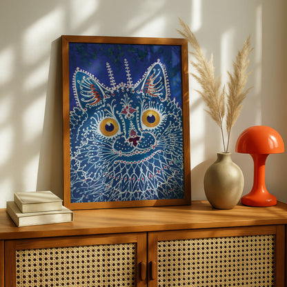 Louis Wain: A Cat in Gothic Style | Giclée Fine Art Print | Cat Lovers Gift | Psychedelic Art